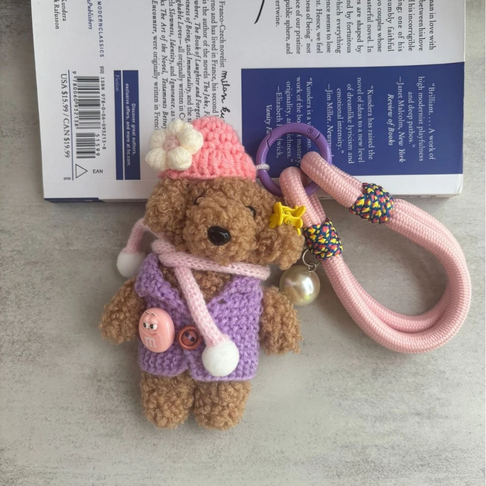 

Cartoon cute long ear dog acrylic string bear bag charm cute doll keychain braided lanyard