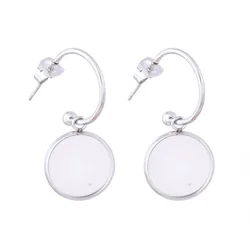 10 stücke edelstahl ohrring hoop baumeln basis rohlinge 12mm cabochon einstellung lünetten diy funde für schmuck machen
