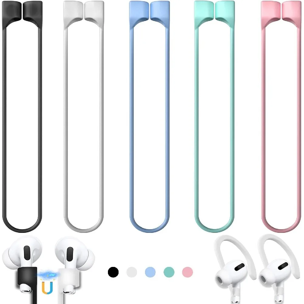 1 Pack Random Color Silicone Anti-Lost Earbud Strap, Soft Flexible Wireless Earphone Lanyard Compatible with AirPods 1/2/3/Pro, Sweatproof Anti-Drop Neck Cord for Running Sports Workout Daily Commute