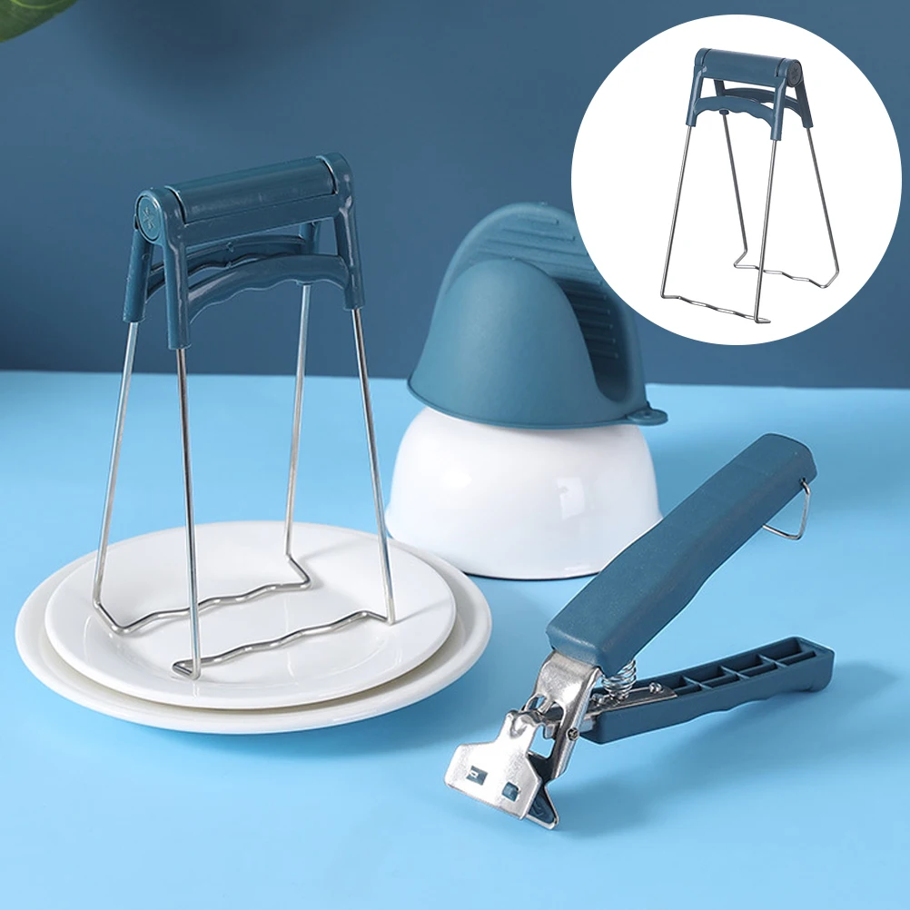 

4pcs Hot Plate Gripper Stainless Steel ABS Kitchen Tool Set Bowl Clip Pan Holder Cookware Utensil Gadget Dish Lifter