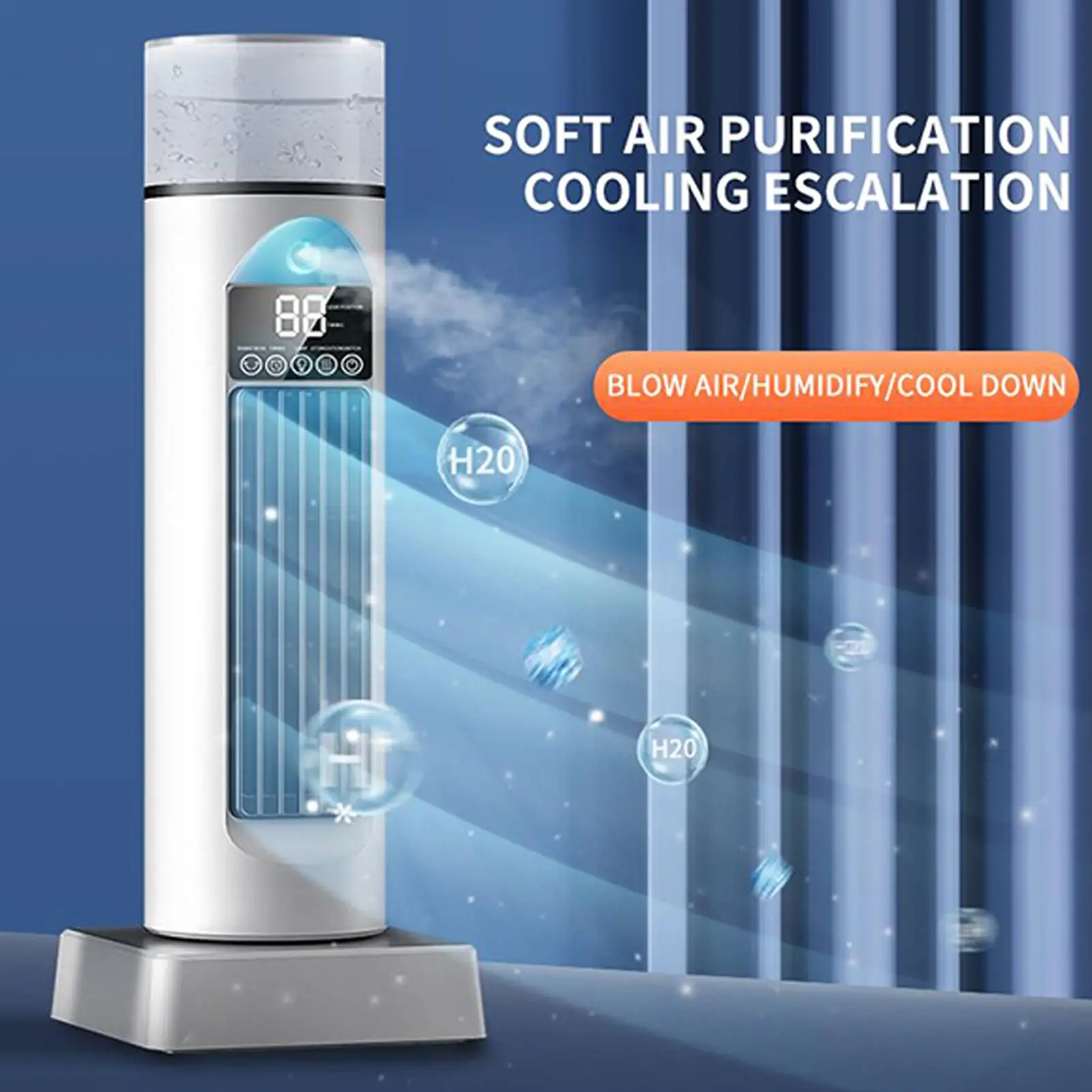 6-Speed Bladeless Silent Summer Blower Tower Fan With Water Tank 110 Degree Oscillating Fan For Bedroom For Dorm Kitchen Office