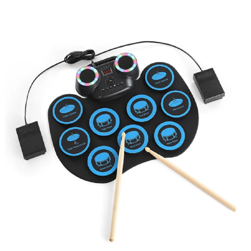 Portable Percussion Instrument, Electronic Drum Set, Silicone Compact, Drum Kit, Excellent Tone