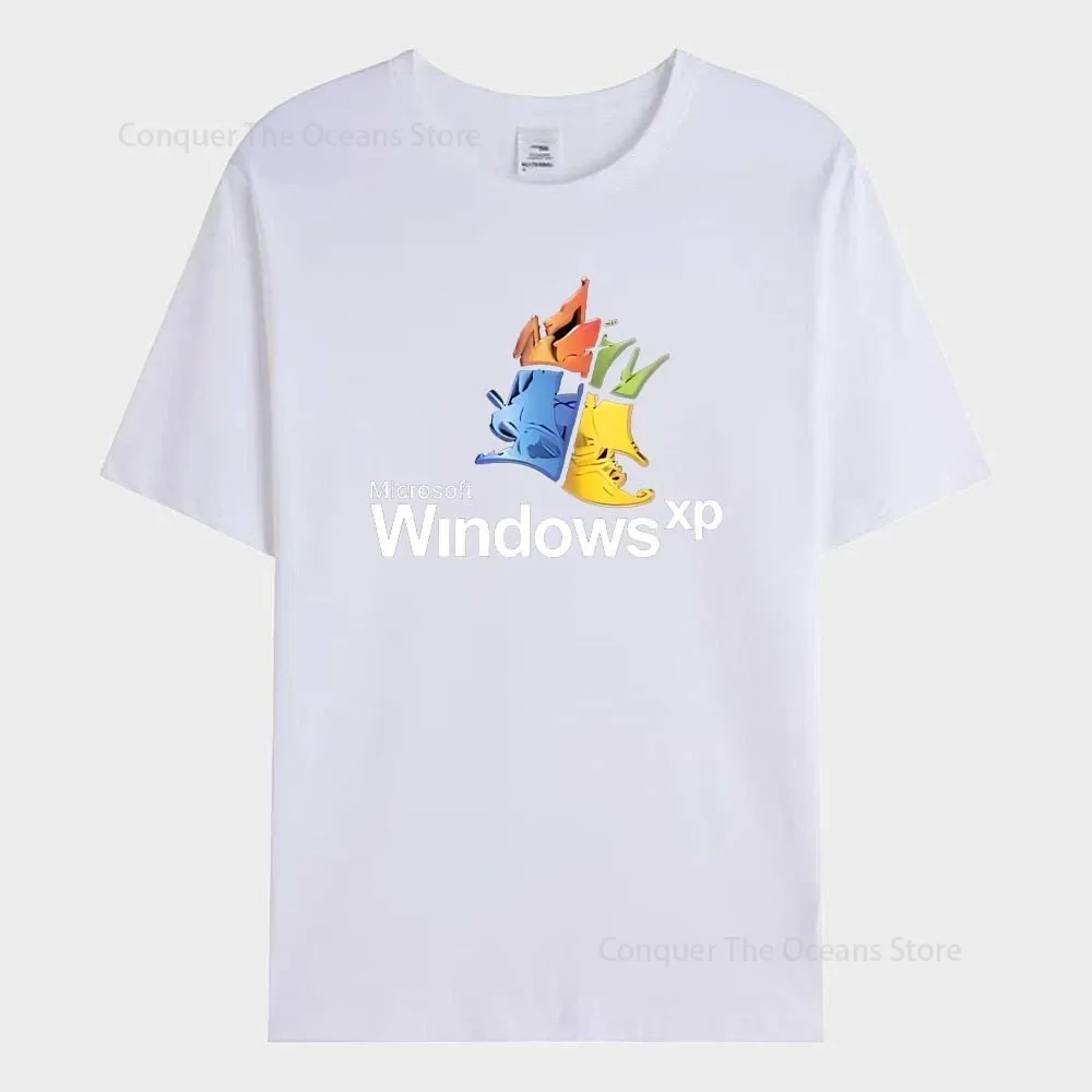 Windows 95 Graphic Men‘s T-Shirt  Women\'s Tee 100% Cotton Windows XP Classic Computer System Print Pattern Oversize Tee