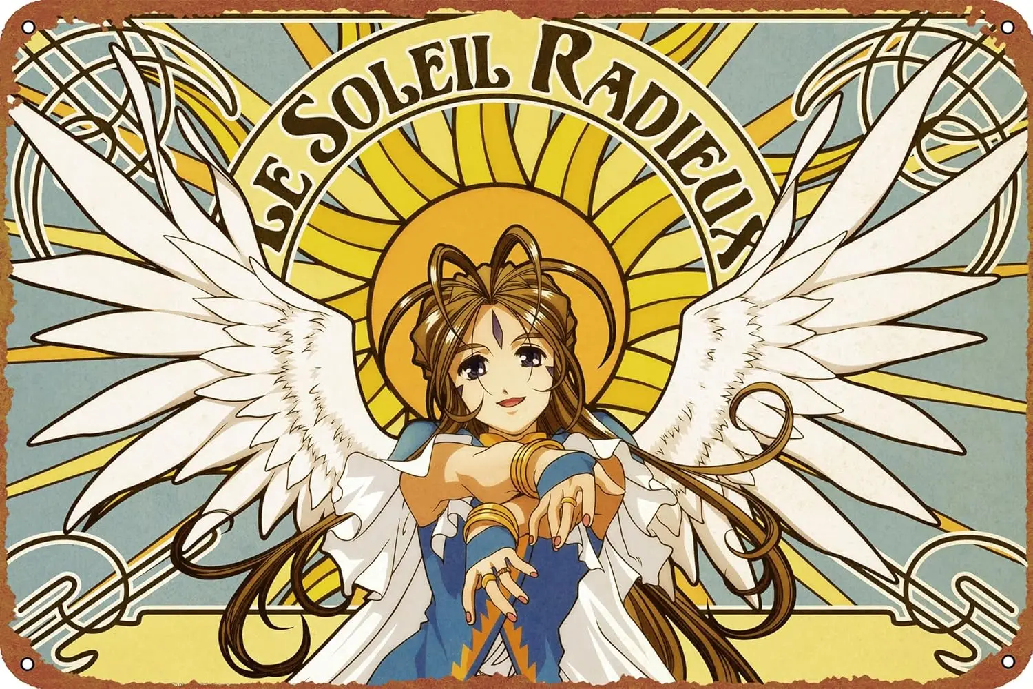 Ah! My Goddess Belldandy Anime Metalowy blaszany znak Dekoracja ścienna Zabawny blaszany znak w stylu vintage Plakat ścienny do kawiarni Bar Restauracja Super