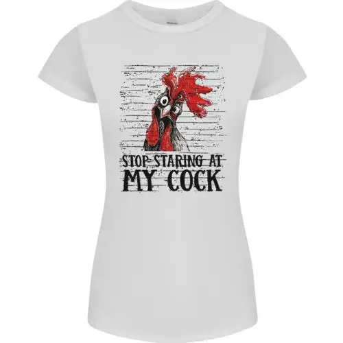 Stop Starring at My Cock Funny Rude Womens Petite Cut T-Shirt