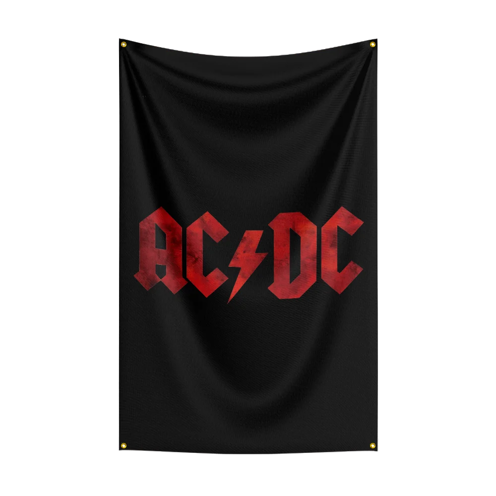 3x5 Ft AC/DC Rock Band Flag Polyester Digital Printing Banner for Garage Wall Art Out Door Decoration With Brass Grommets