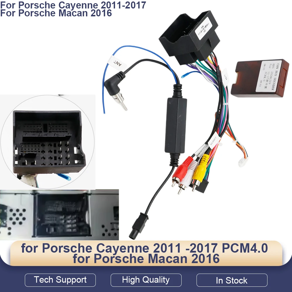

16Pin Radio Wiring Harness CANBUS Decoder Adapter For Porsche Cayenne Macan PCM4.0 2011-2017 for Porsche Macan 2016