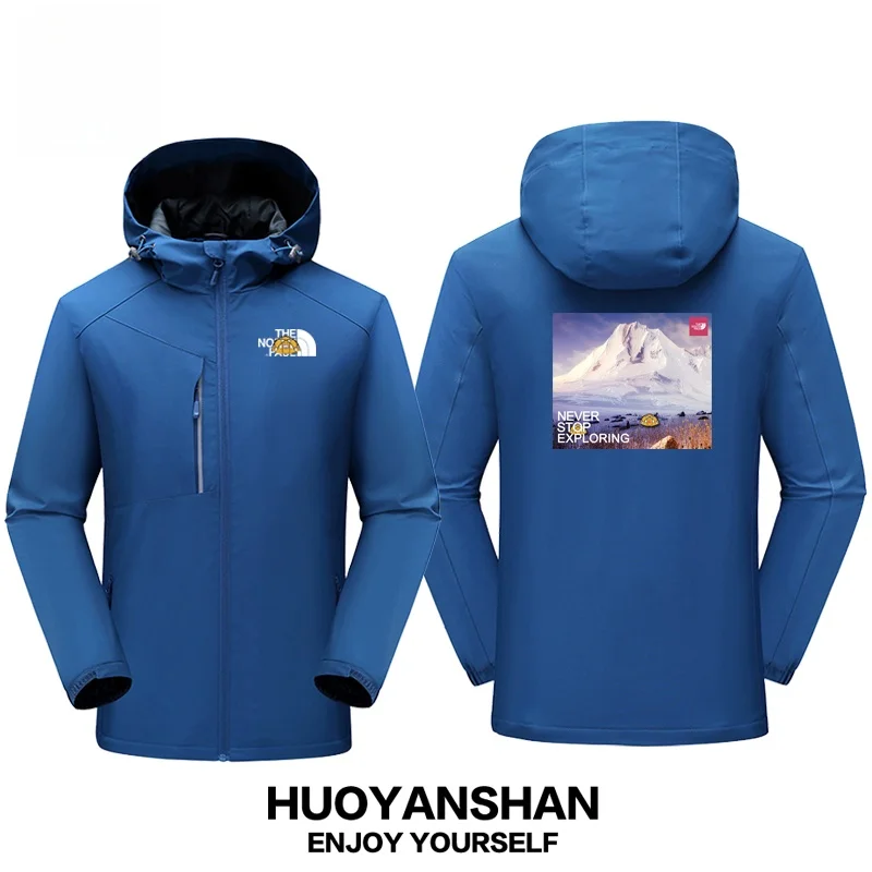 

Outdoor Windproof Waterproof Fce Lined Loose Fit Hooded Jaet for Couples Autumn Winter Polyester Youth Faion Sle
