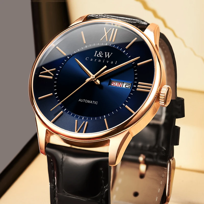 Carnival I&W Brand Business Mens Watches High End Mechanical Watch Fashion Sapphire Week Date Automatic Imported Movement Watch