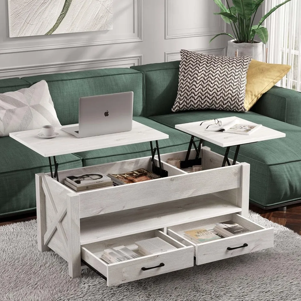 Gray Coffe Table Retro Center Table With Wooden Lift Tabletop for Living Room Tea and Coffee Tables Furniture End of Tables Side