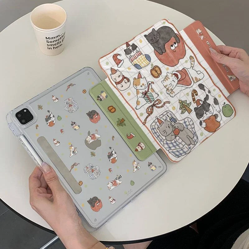 

Sofa Kitten Pen Slot Detachable Magnetic Tablet Case For Mini7 6 iPad 11 10 6 5 Pro2024 2022 2021 2020 2018 Air2025 2024 5 4 3