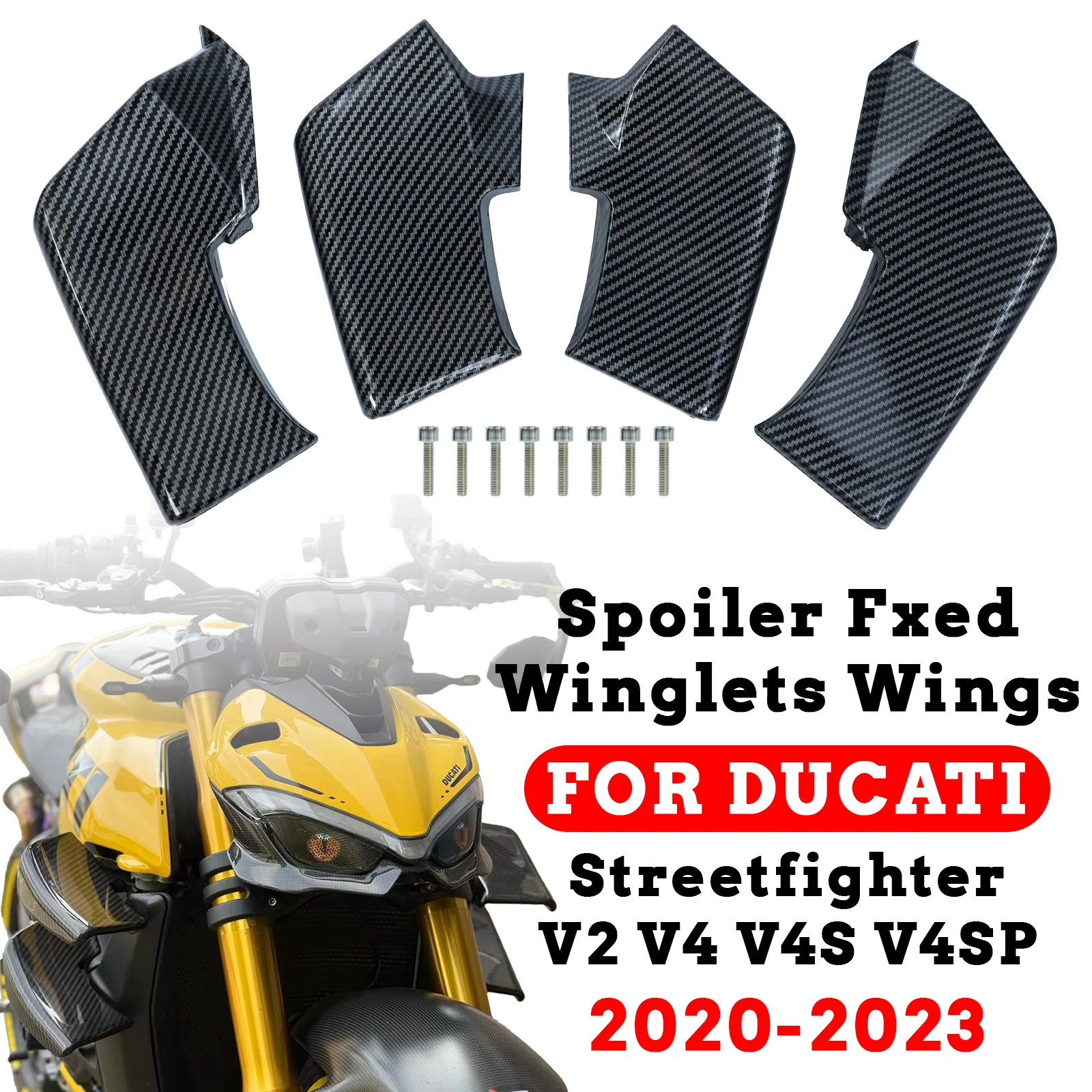V4 Spoiler Side Winglets For Ducati Streetfighter V2 V4 V4S V4SP Motorcycle Winglet Aerodynamic Wing Deflector Fairing 2020-2023