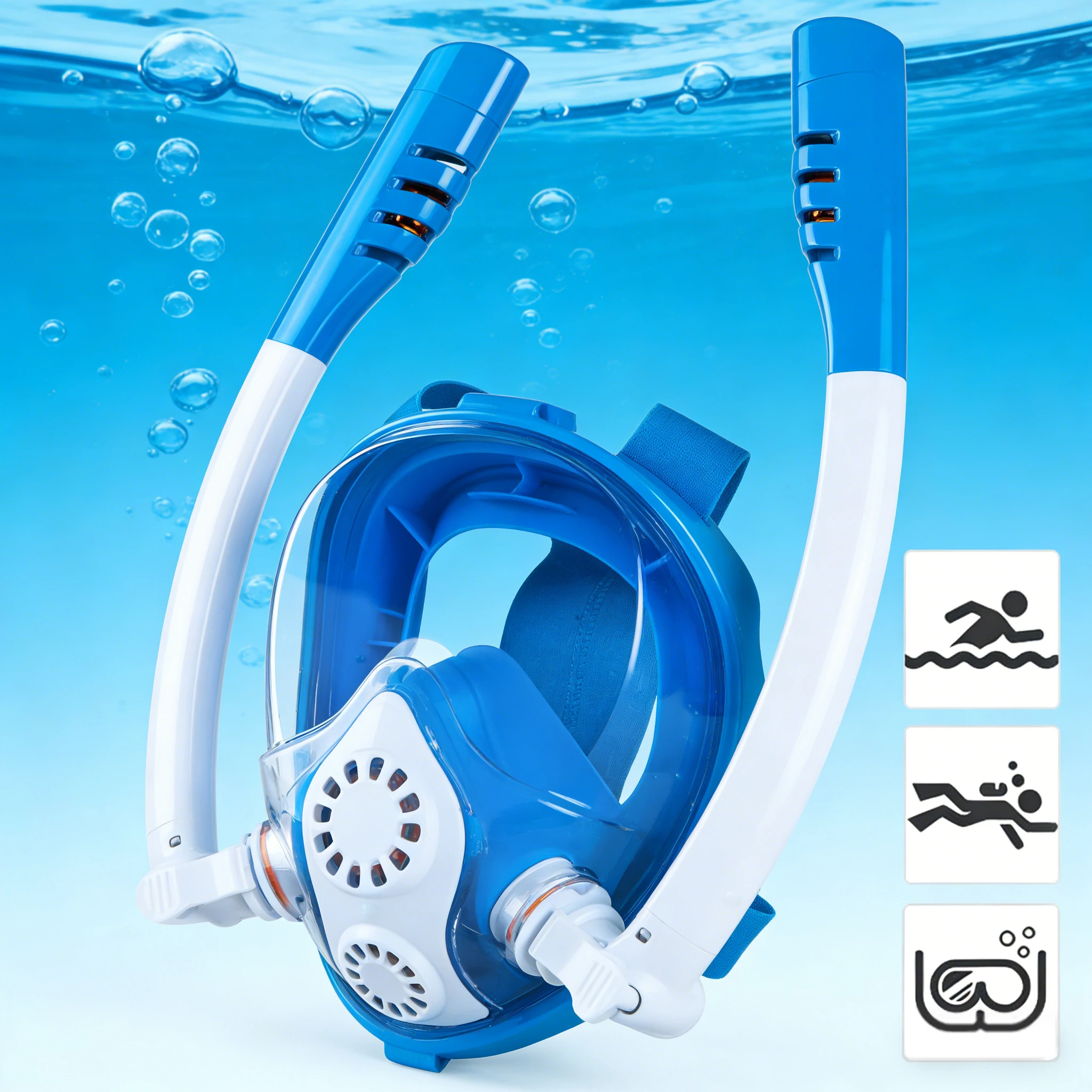 

Детская полнолицевая маска для снорклинга с креплением для камеры, широким обзором, защитой от запотевания и протечек, для плавания и дайвинга