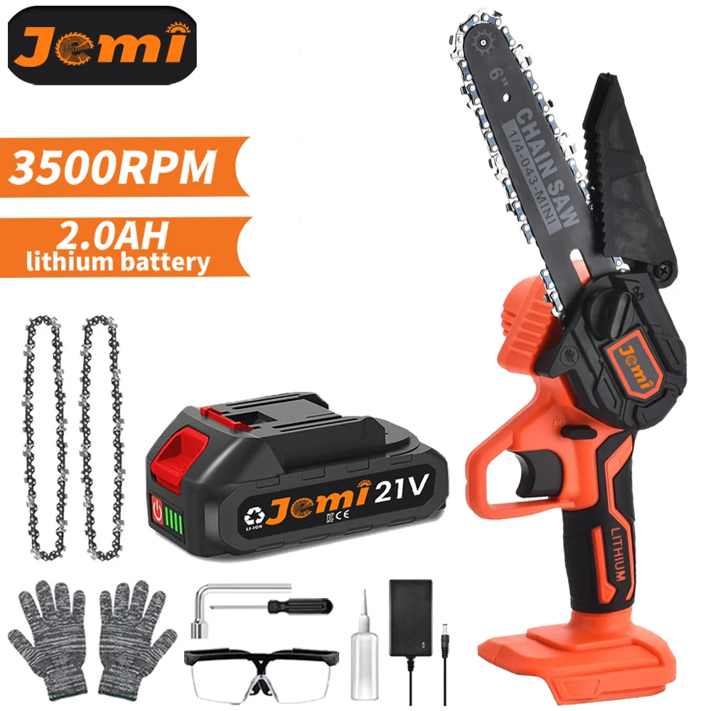 Jemi Tool Mini Chain Saw, Portable Electric Cordless Chain Saw, Battery Powered, Hand Held Chain Saw for Yard and Garden Pruning