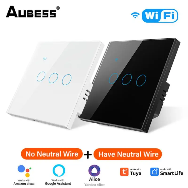 TUYA WiFi لوحة التبديل الذكية واحدة صفر النار العالمي التبديل 86 نوع المعايير الأوروبية الأسود 1 عمود جوجل أمازون اليكسا