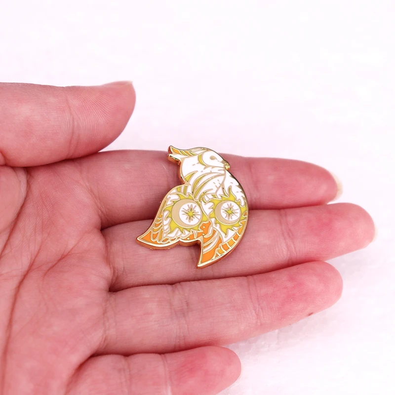 Owl Art Eclipse Bird Enamel Pin Brooch Badge Jewelry Backpack Decorate Collectibles