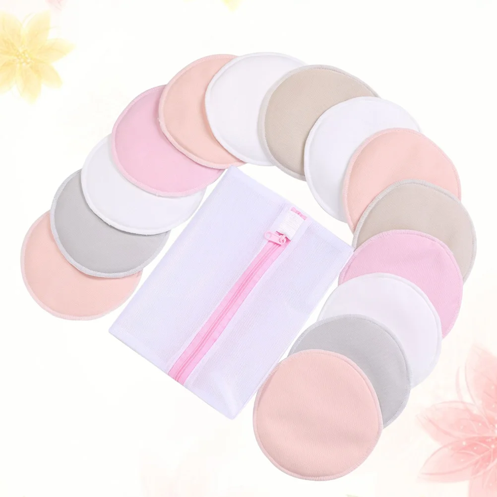 

14Pcs Bamboo Fiber Breast Pads Washable Three Layers Breathable Anti-Galactorrhea Nursing Pads Leak Proof Protection for Mothers