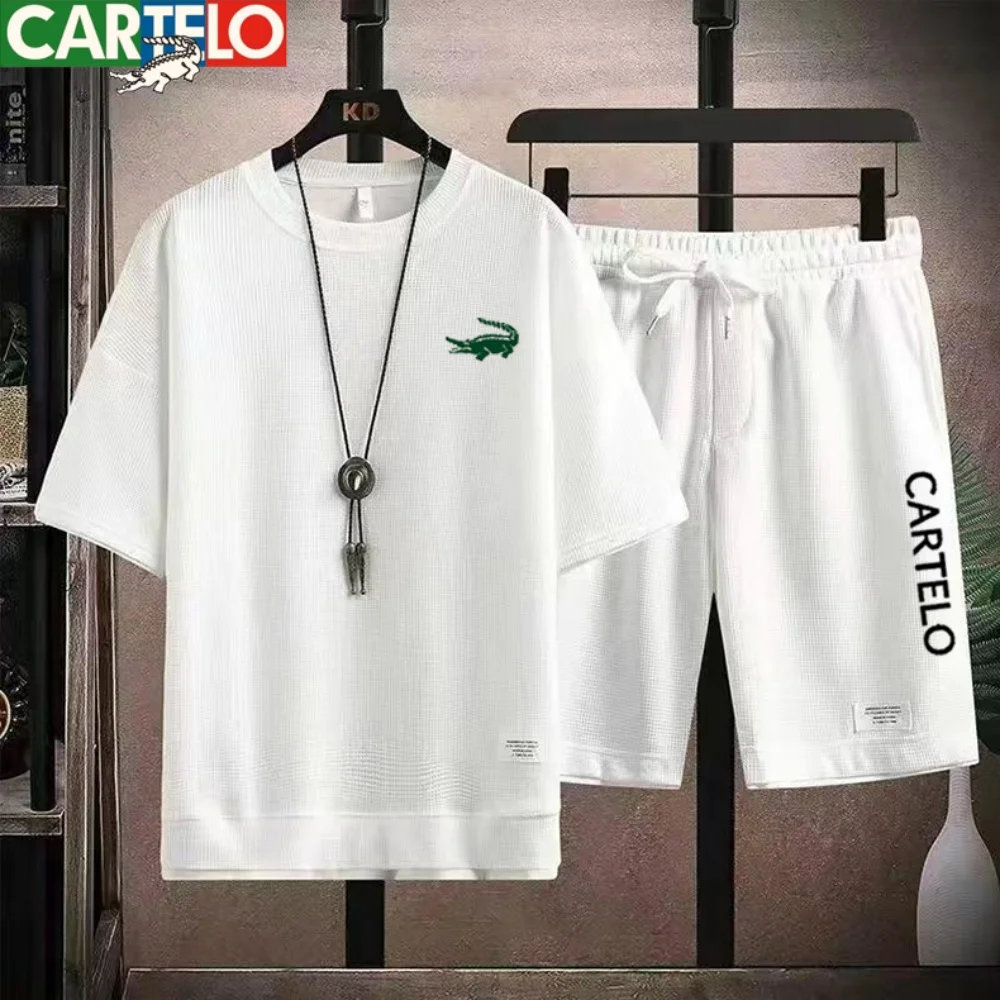 

CARTELO men's two-piece sports suit friction knitted T-shirt and shorts combination casual summer men's sportswear