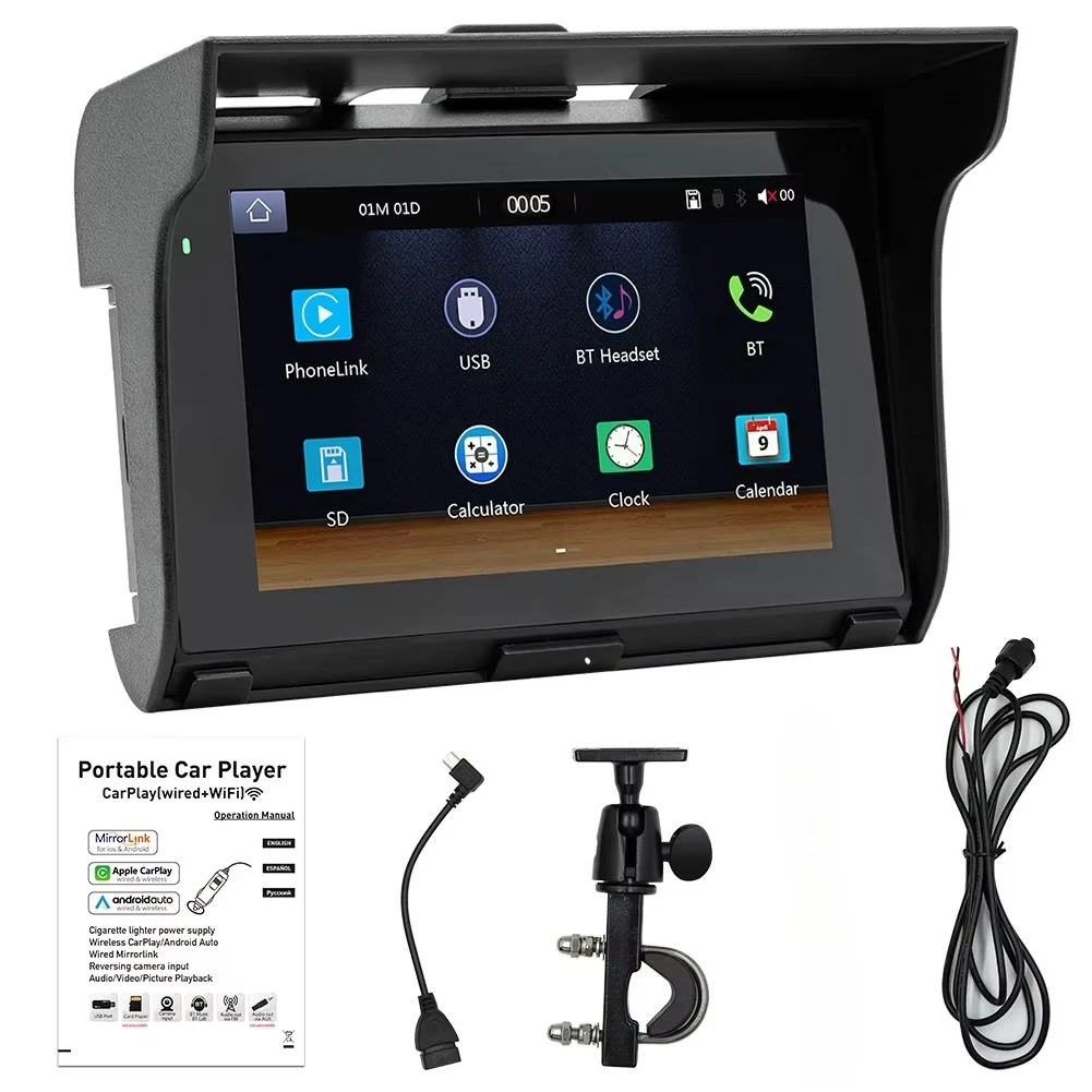 5-inch Motorcycle Navigation Portable MP5 Player Wireless Car Android Car Motorcycle Radio IP65 Waterproof Portable Multimedia