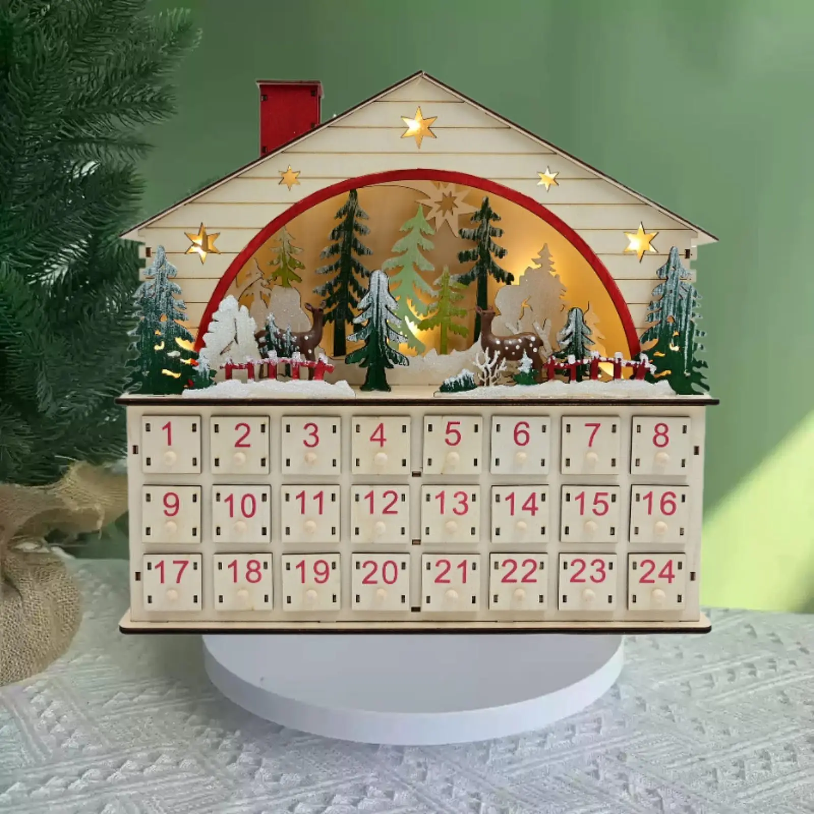 عيد الميلاد الخشبي تقويم القدوم زينة عيد الميلاد لمكتب غرفة المعيشة #1
