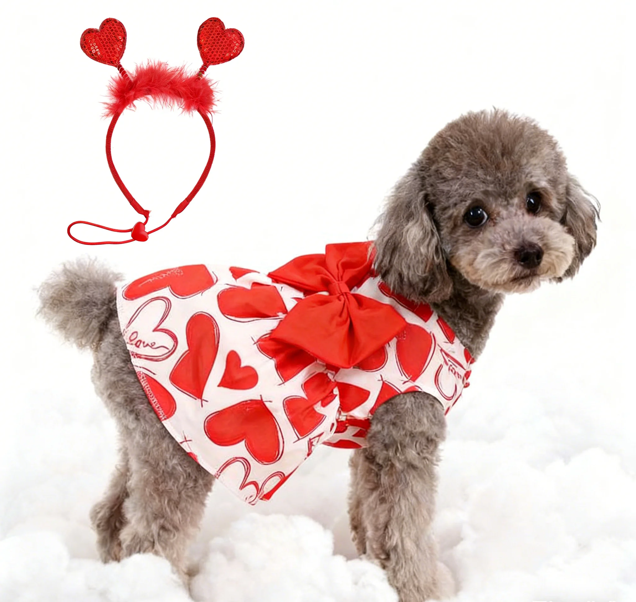Valentine'S Day Pet Clothes | Three Kinds of Love-patterned Cute Princess Dresses for Small and Medium-sized Pets, Matched with