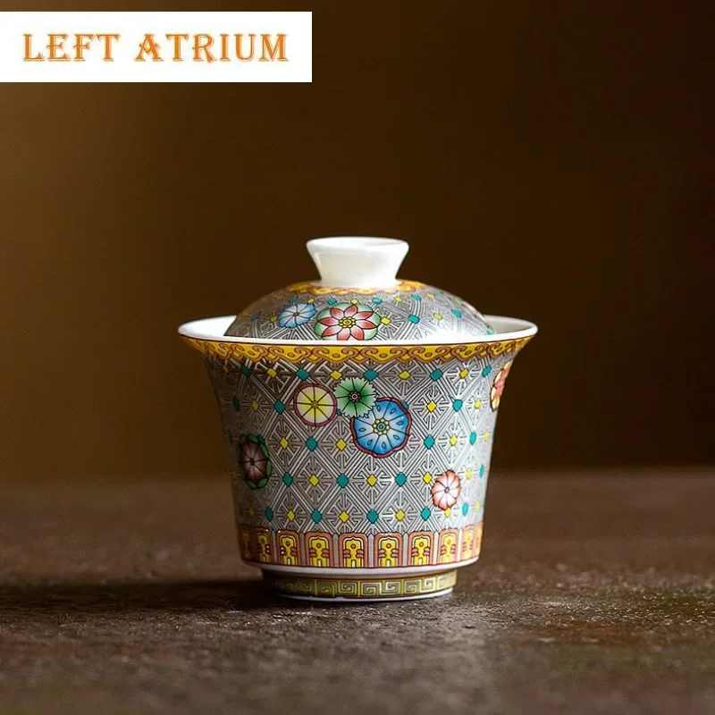 

120 мл Cloisonn É Эмаль Цветной Gaiwan Чайная вареница ручной работы Чайная чаша с крышкой Набор Чайник Крышка Чаша Кафе Ремесленный подарок
