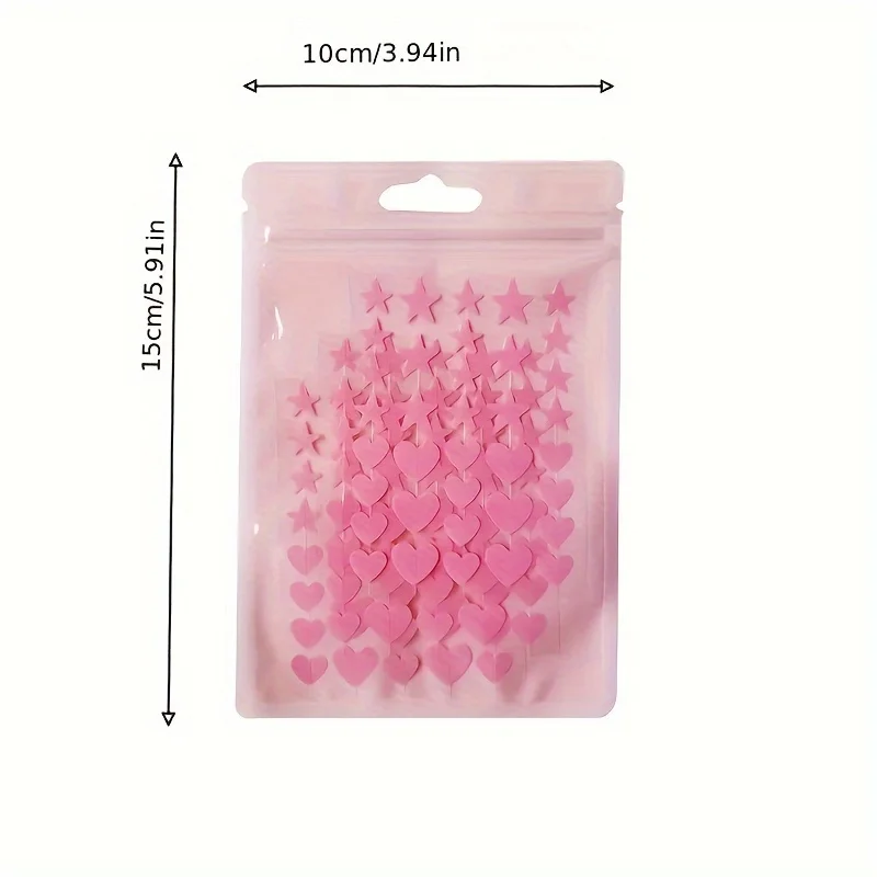 112/224pcs Pink Heart and Star Cover Up Face Stickers, Cover Blemish Skin Spot Stickers, Party Face Stickers