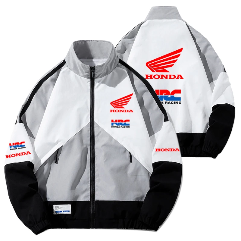 

Honda Racing Jacket Hip Hop Style Men High Street Patchwork Color Block Windbreaker Unisex Spring Autumn Thin Zipper Jacket