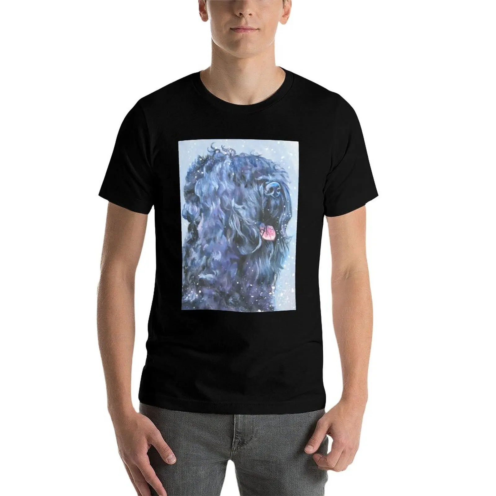 

Black Russian Terrier Fine Art Painting T-Shirt t shirts for man cotton funny t shirts designer man t shirt designer T-Shirt