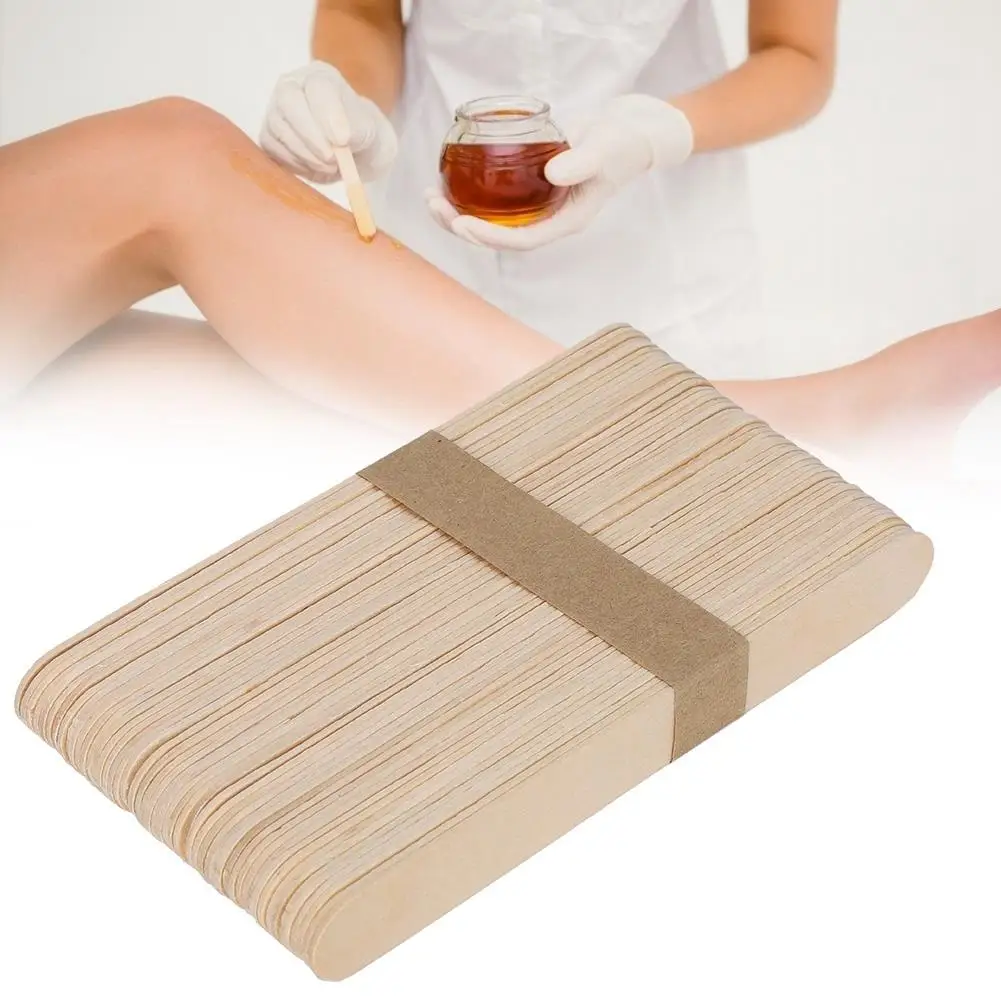 50pcs Disposable Wooden Wax Spatula Tongue Depressor Applicator for Hair Removal & Masks