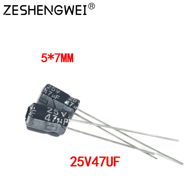 50Pcs/100Pcs 25V 47UF 5x7mm Good Quality 25V47uF Low Profile Aluminum Electrolytic capacitor