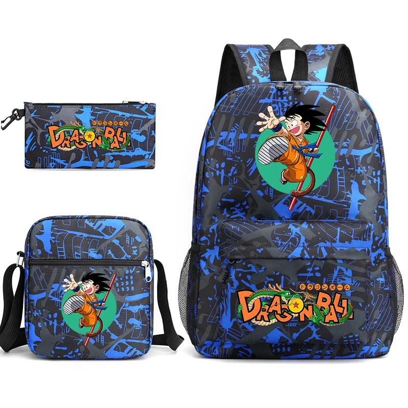 Dragon Ball Z Backpack Set 3-in-1 Casual School Bag for Boys Girls Kids Teenagers Shoulder Bag Pencil Case Included Anime Print