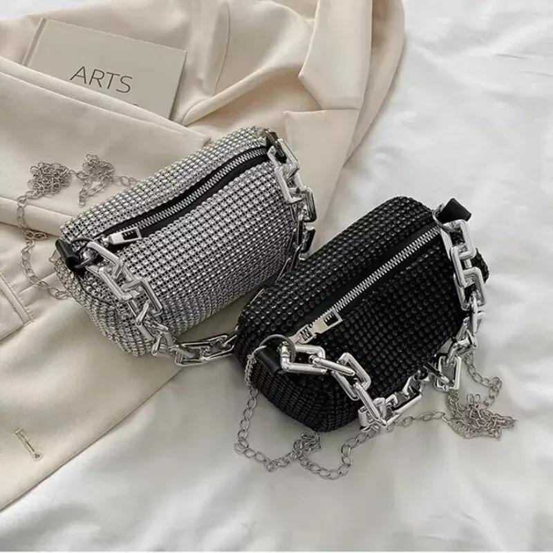 Allover-Beuteltasche mit Strasssteinen, Balltasche mit Glitzerkette, Mini-Umhängetasche für Damen (6,3 x 3,54) Zoll). – Detail 3