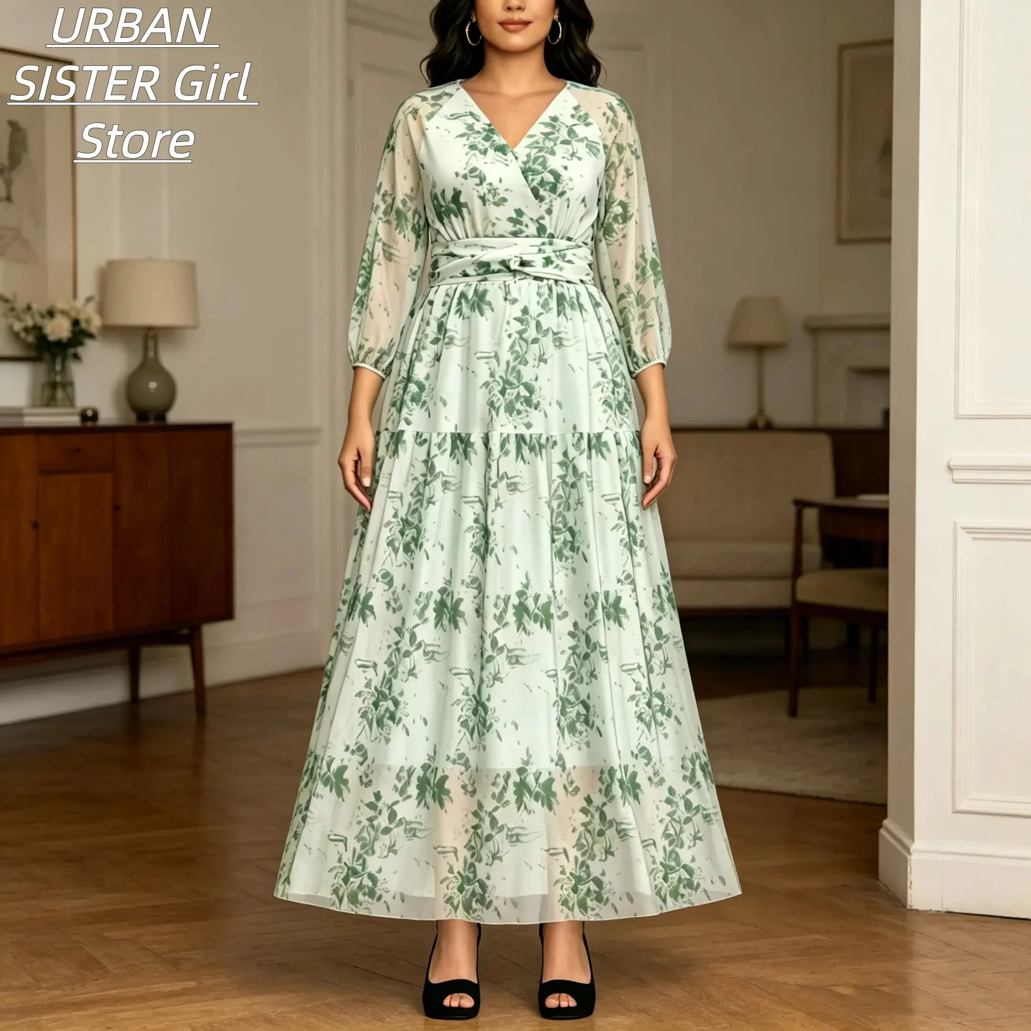 Robe midi en mousseline de soi - Women'S Green Formal Wear avis et prix