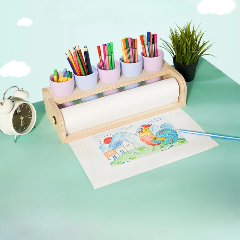 Desktop Solid Wood Roll Paper Easel Creative Children's Mini Wooden Painting Stand Artist Art Frame Tools Drawing Supplies