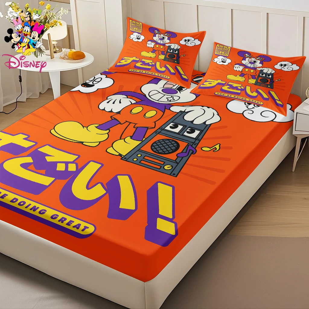 مجموعة ملاءات ديزني ميكي المجهزة مكونة من 2/3 قطعة، طباعة رقمية مريحة ولطيفة وناعمة هدية العيد للعائلة والأصدقاء