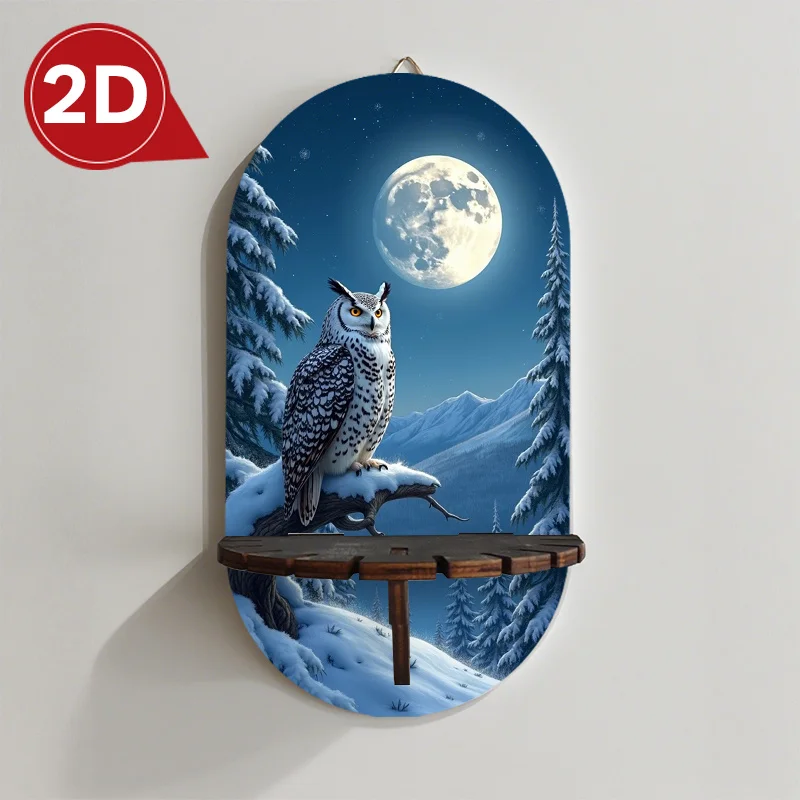 2D Printed Halloween Decorative Wall-Mounted Shelf, Multifunctional Storage Rack, Small Art Wall Shelf, Featuring a Scene of a