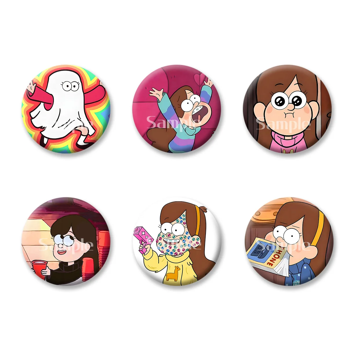 

Gravity Falls Mabel Dipper Anime Cartoon Flash Badge Keychains Makeup Mirror Fridge Magnet ACG Goods Game Peripherals Toy Gift