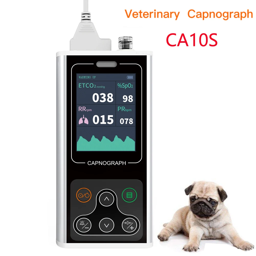 SINOHERO Compact Pet Capnograph Veterinary Etco2 Capnograph Monitor SPO2 PR RESP Monitor
