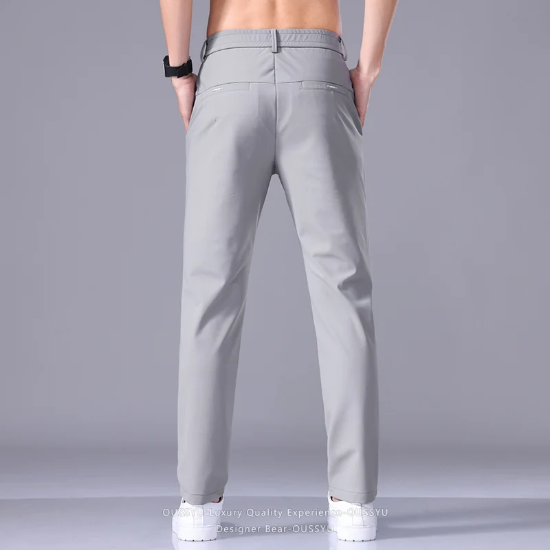 Hochwertige Sommer-Dünne Hochelastische Freizeithose Business Koreanische Atmungsaktive Schnelltrocknende Gerade Polyamidfaser-Hose für Herren – Detail 9