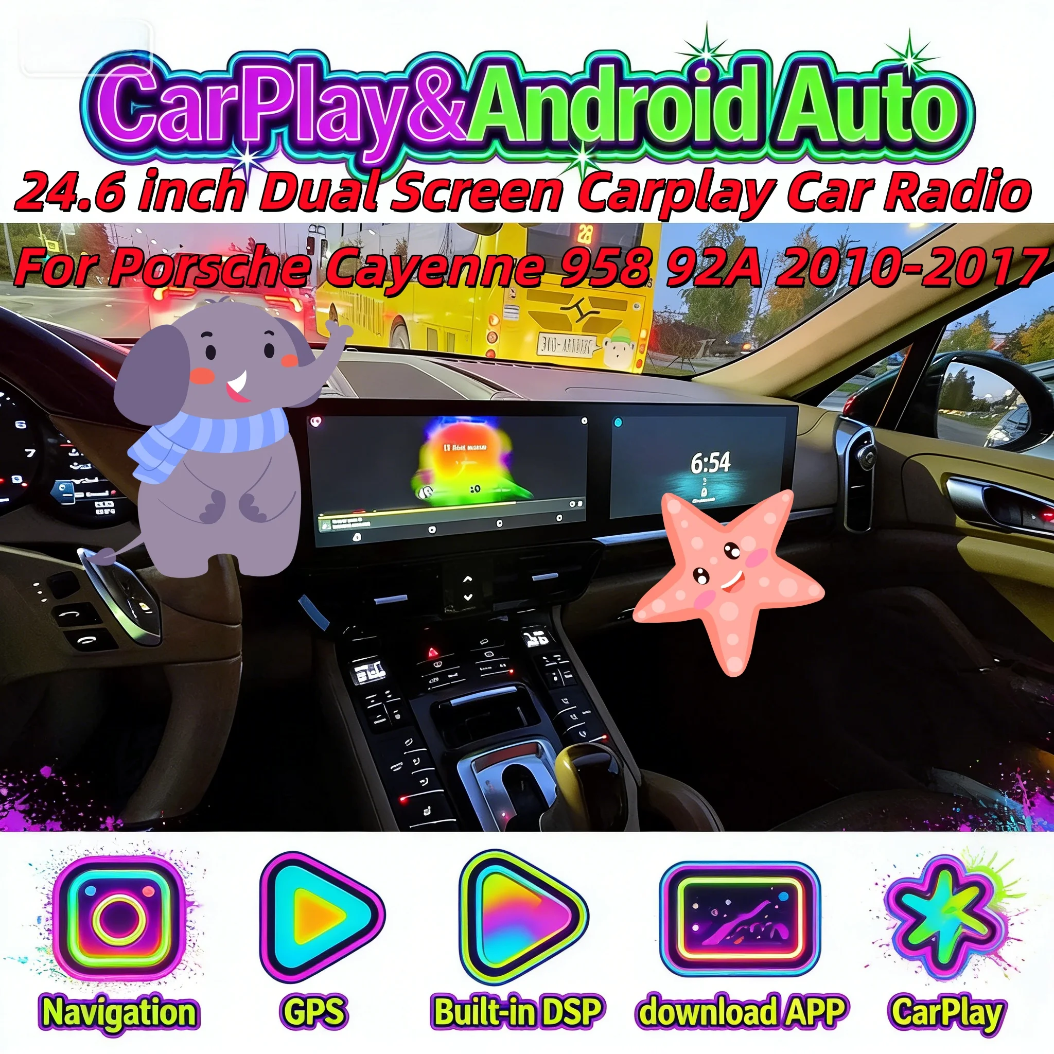 

Мультимедийный видеоплеер с навигационным экраном, Bluetooth 5.0 для Porsche Cayenne 958 92A 2010-2017, Android Carplay, автомобильная магнитола, стереосистема