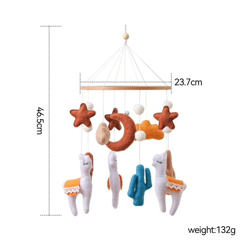 Baby Wooden Mobile Cribs Bed Bell Toys Soft Felt Alpaca Star Moon Star Musical Rattle Toys For Newborn Bedding Hanging Toys