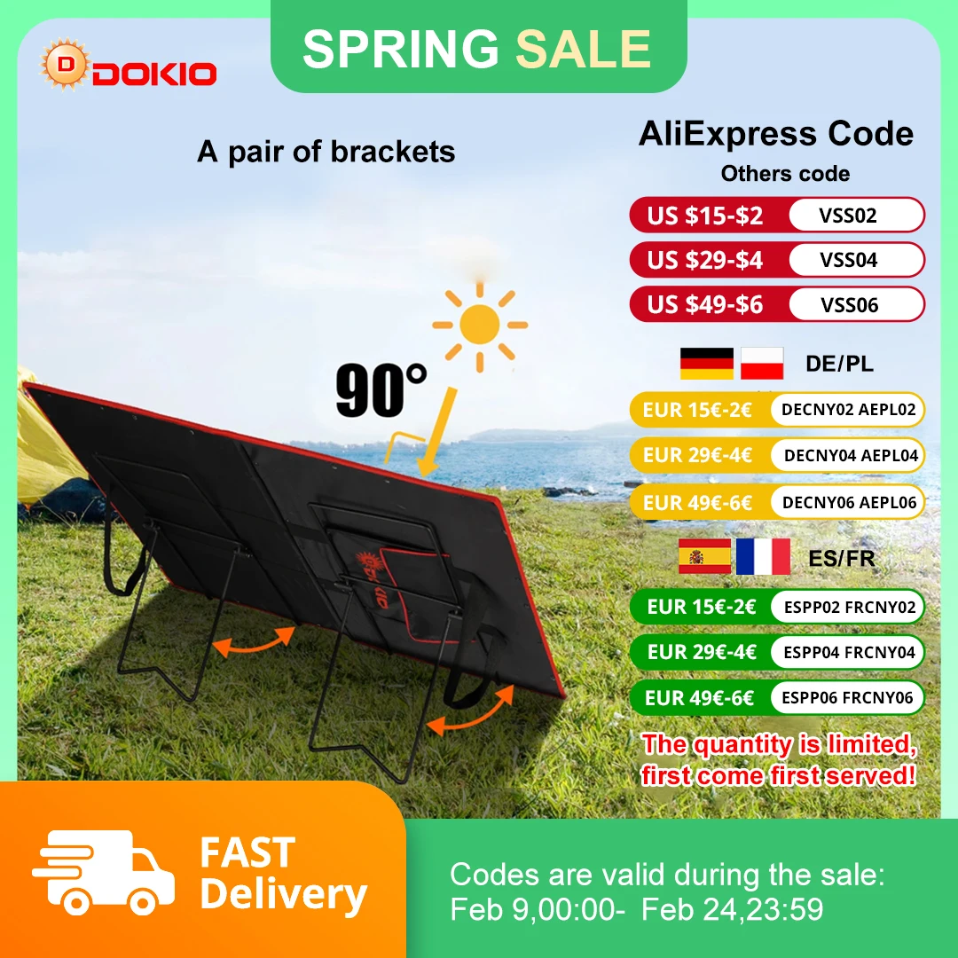 Neue Produkte in Kürze erhältlich. DOKIO 2-teilige Halterung für Solarpanel-Ständer der FFSP-Serie (Solarmodule nicht im Lieferumfang enthalten).