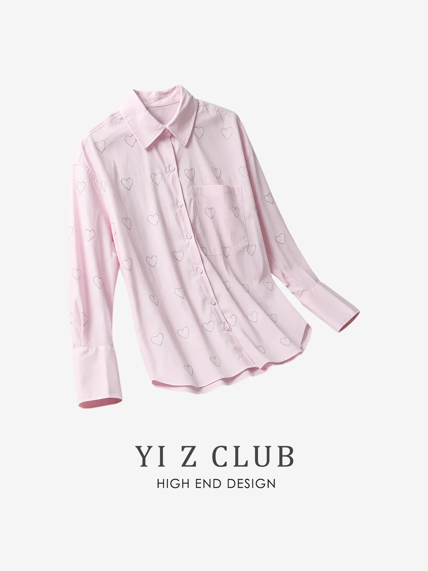 z-club-ファッションハートラインストーンカラー-シングルポケット-コットンブレンドシャツ-レディース-春夏-大きいサイズ-アウトドア-キャンプ-旅行用品