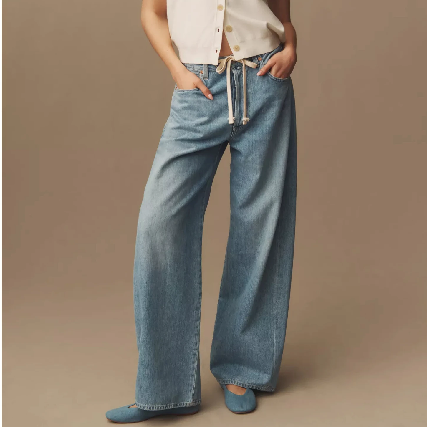 

Широкие джинсы Y2K с высокой талией для женщин, повседневные свободные длинные брюки на шнурке, удобные модные модные брюки