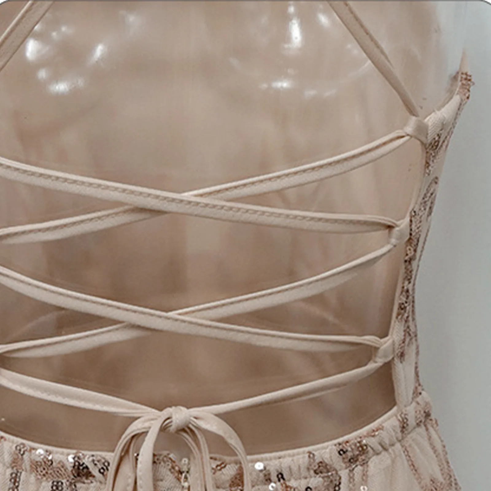 Mode femmes paillettes maille florale Mini robe Raves Clubwear col carré à lacets entièrement doublé robe moulante pour fête de mariage