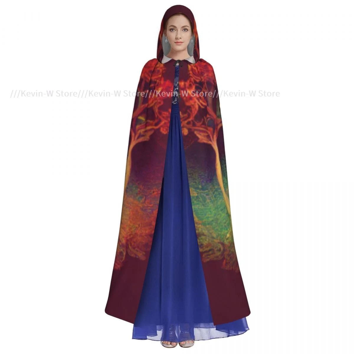 Hooded Cloak Unisex Cloak with Hood Yggdrasil Tree Cloak Vampire Witch Cape Cosplay Costume