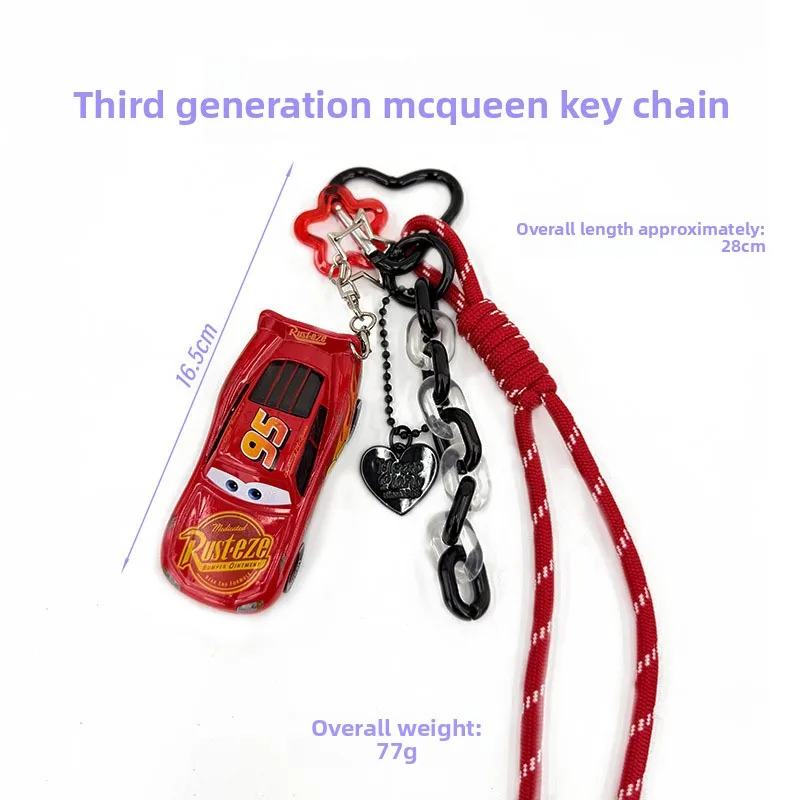 Neuer Lightning McQueen Auto-Schlüsselanhänger aus Legierung, Sammlerstück mit Lanyard und Dopamin-Kettenanhänger – Detail 24