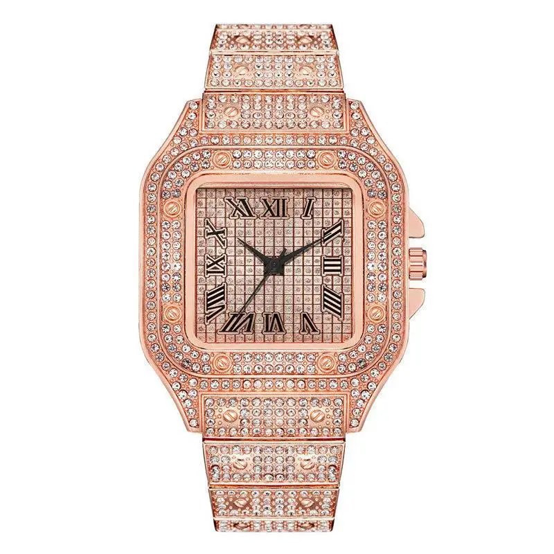 Luxury Diamond Men Women Watches Gold Watch Ladies Wrist Watch Luxury Rhinestone Unisex Bracelet Watches Female Clock 2024 New