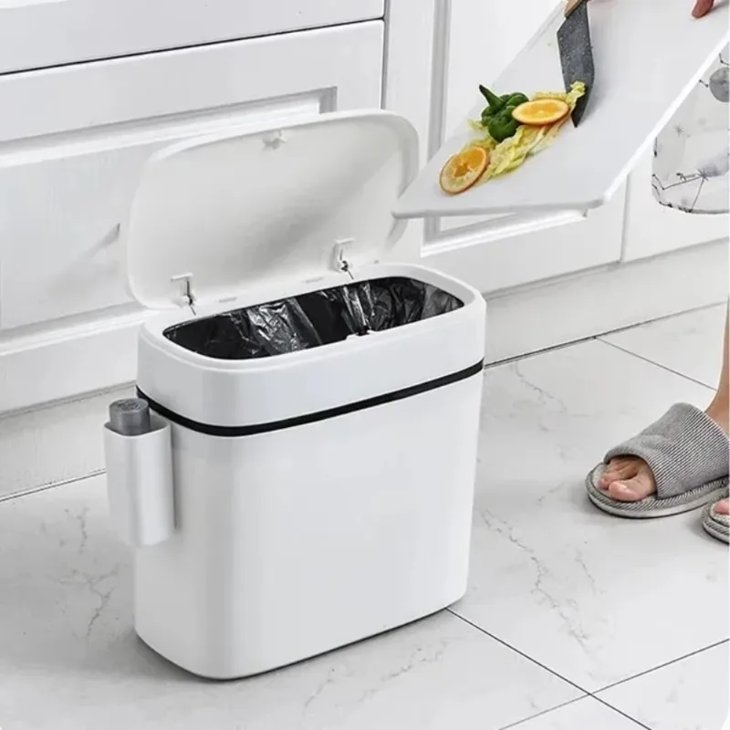 10/12L Kitchen Trash Can Large Capacity Push Type Waste Bins Paper Basket Bathroom Household Waterproof Cleaning Storage Box